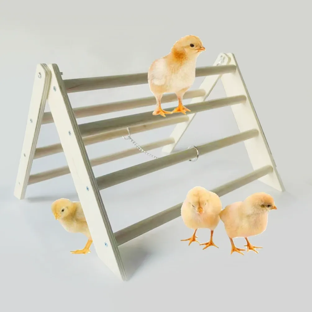 Sturdy Metal and Wooden Baby Chicks Roosting Bars, Easy to Assemble & Clean Stand Ladder Fun Toys for Coop Accessories