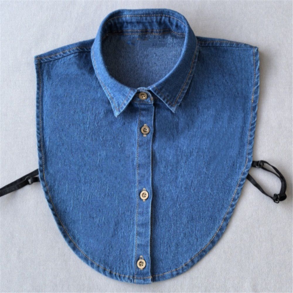 2pcs Denim Fake Collar Shirt Detachable,Versatile Accessories Collars Blouse Top for Women Girls Decorative Favors（navy blue）