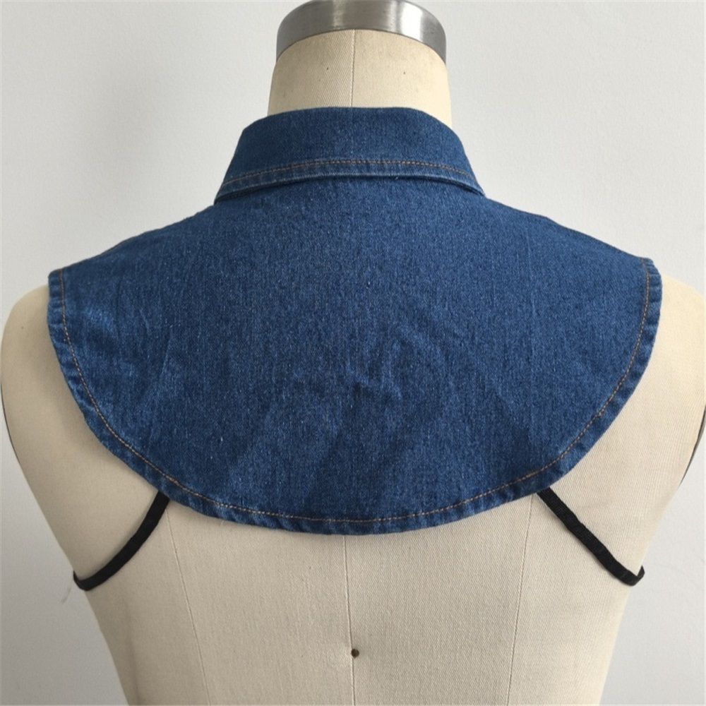 2pcs Denim Fake Collar Shirt Detachable,Versatile Accessories Collars Blouse Top for Women Girls Decorative Favors（navy blue）