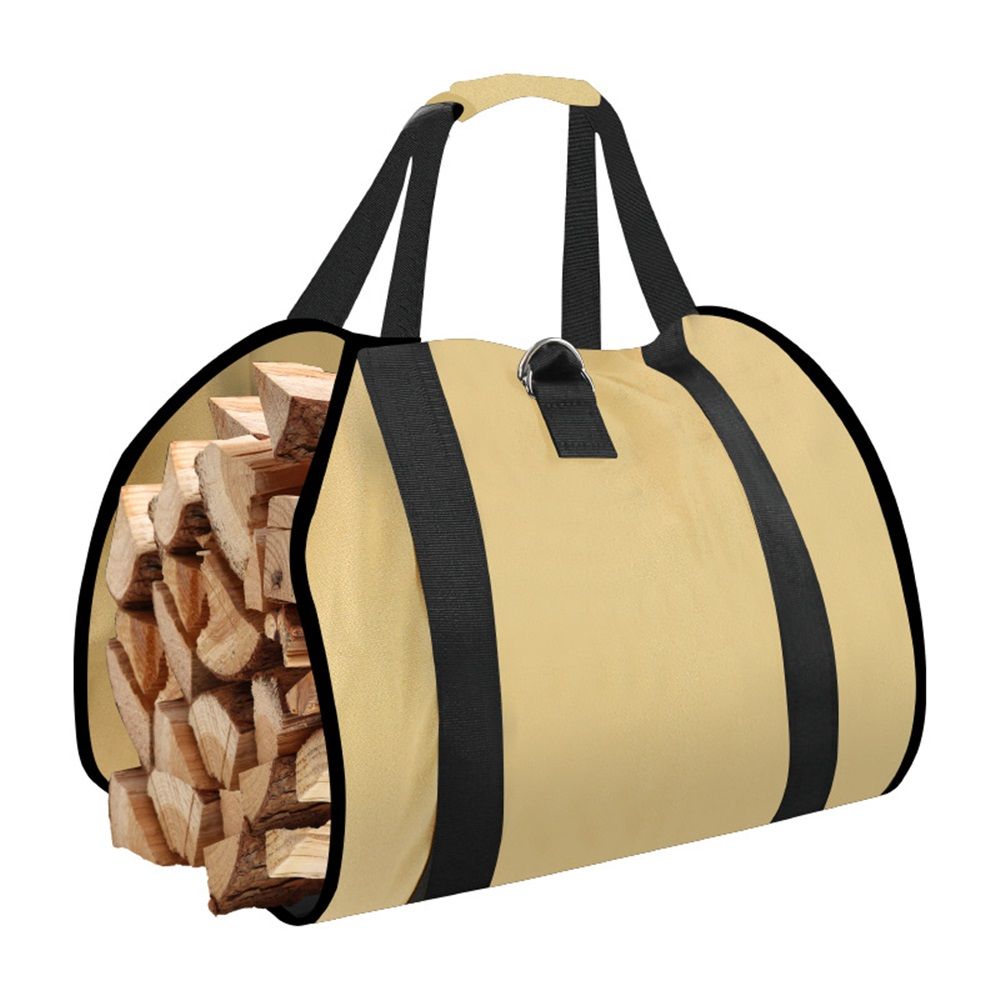 Firewood Carrier Bag Heavy Duty Oxford cloth Log Carrier for Firewood Large Log Tote Fire Wood Carrying Bag with Handles for Easy Transport Carrying and Wood Stove Accessories（khaki）