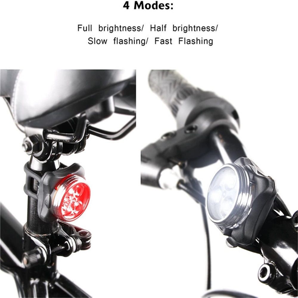 2 pack USB Rechargeable Bike Light Set, Super Bright, Bike Lights Front and Back, Waterproof, 4 Light Modes