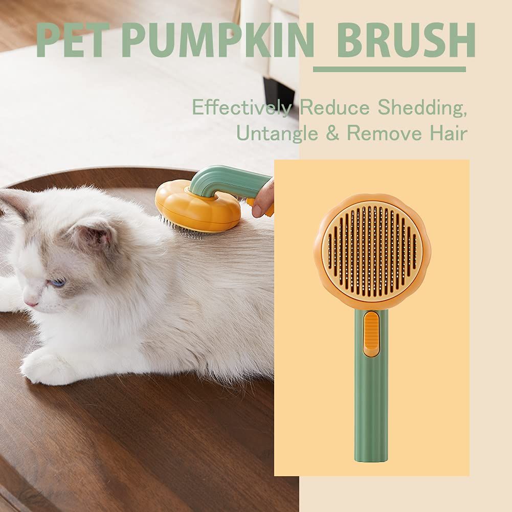 Cat Brush Dog Brush with Release Button for Shedding, Self Cleaning Cat Comb Hair Brush for Indoor Cats, Dog Deshedding Brush Grooming Kit, Pet Supplies Hair Remover Tool