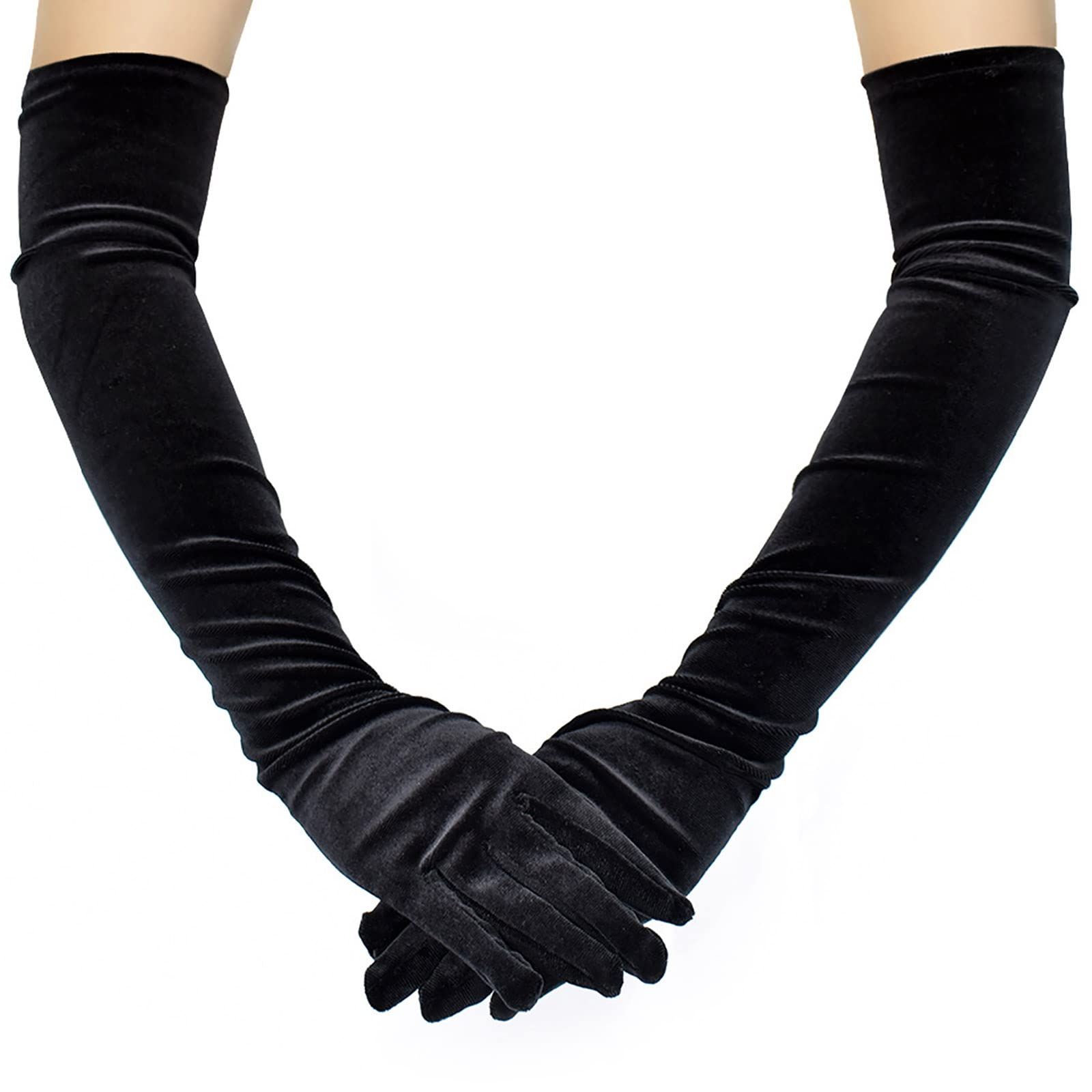 A pair of Women's Elegant Chic Satin Gloves, 21" Elbow Length Satin Long Gloves for Women Costume Accessories Flapper Evening Dress Gloves