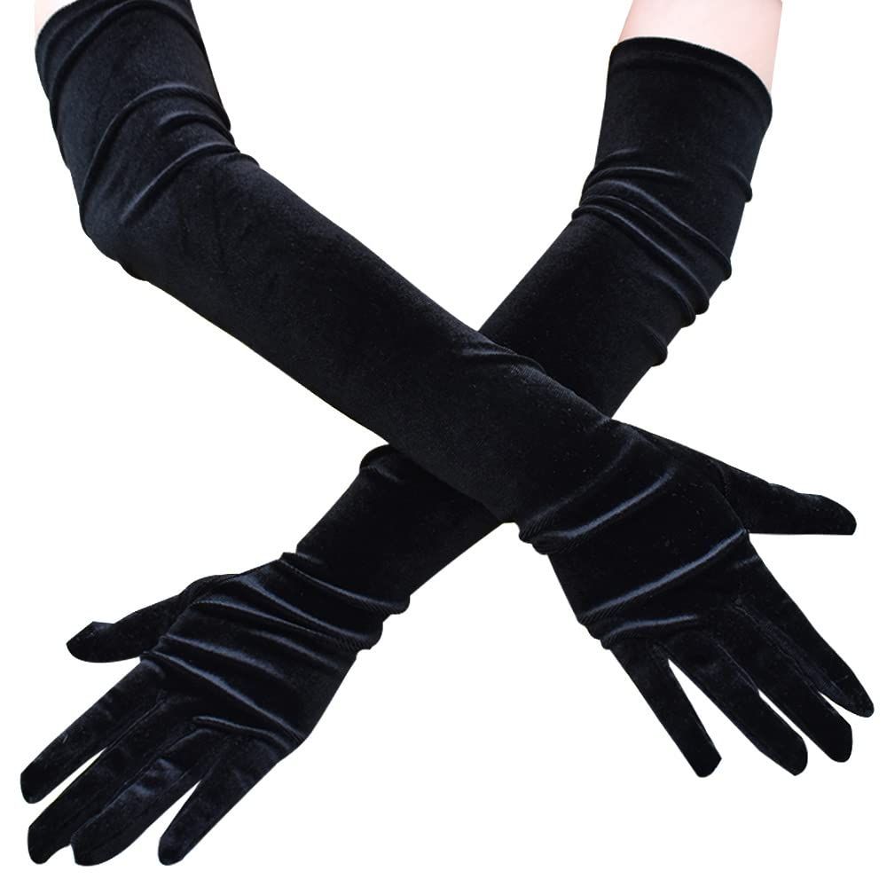 A pair of Women's Elegant Chic Satin Gloves, 21" Elbow Length Satin Long Gloves for Women Costume Accessories Flapper Evening Dress Gloves