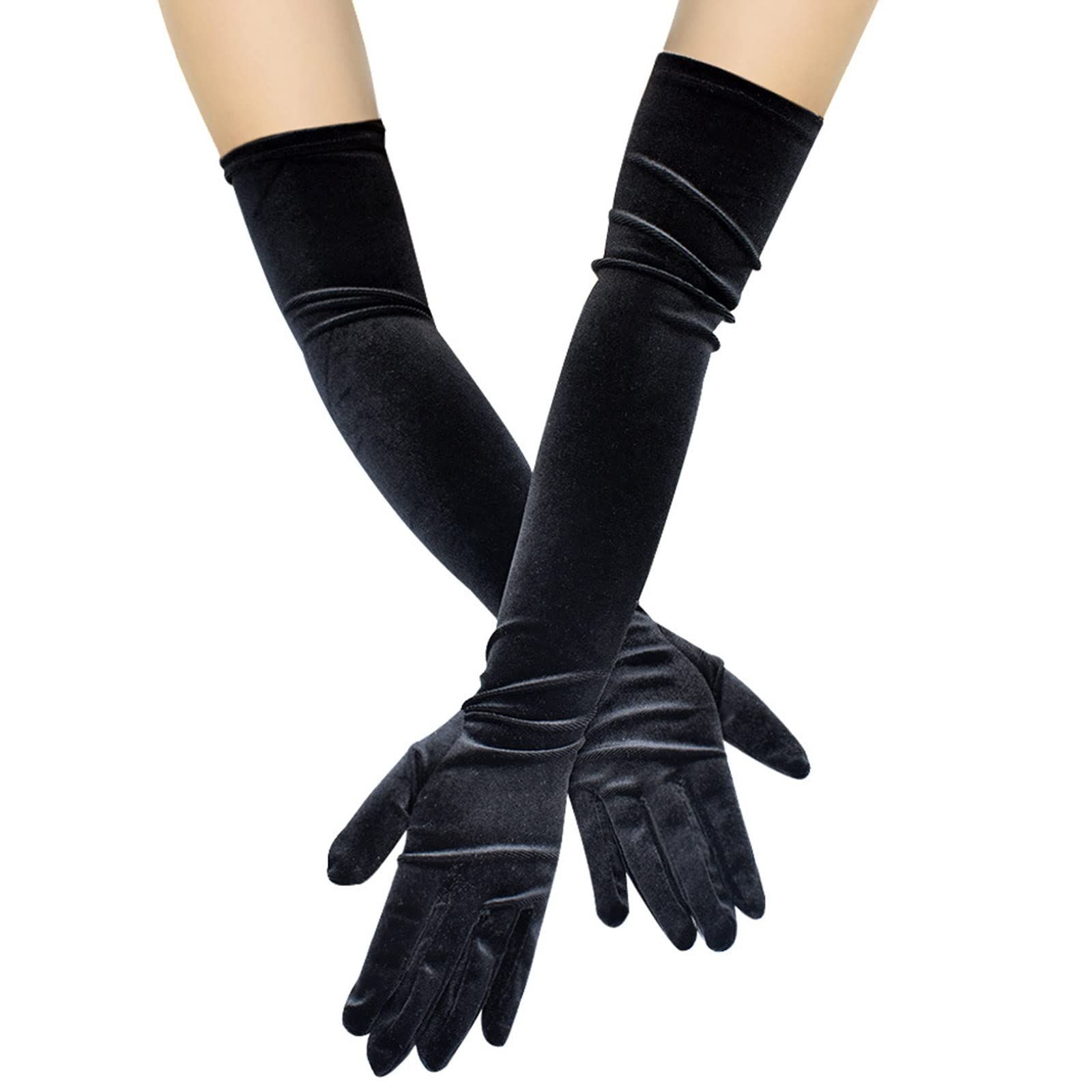 A pair of Women's Elegant Chic Satin Gloves, 21" Elbow Length Satin Long Gloves for Women Costume Accessories Flapper Evening Dress Gloves