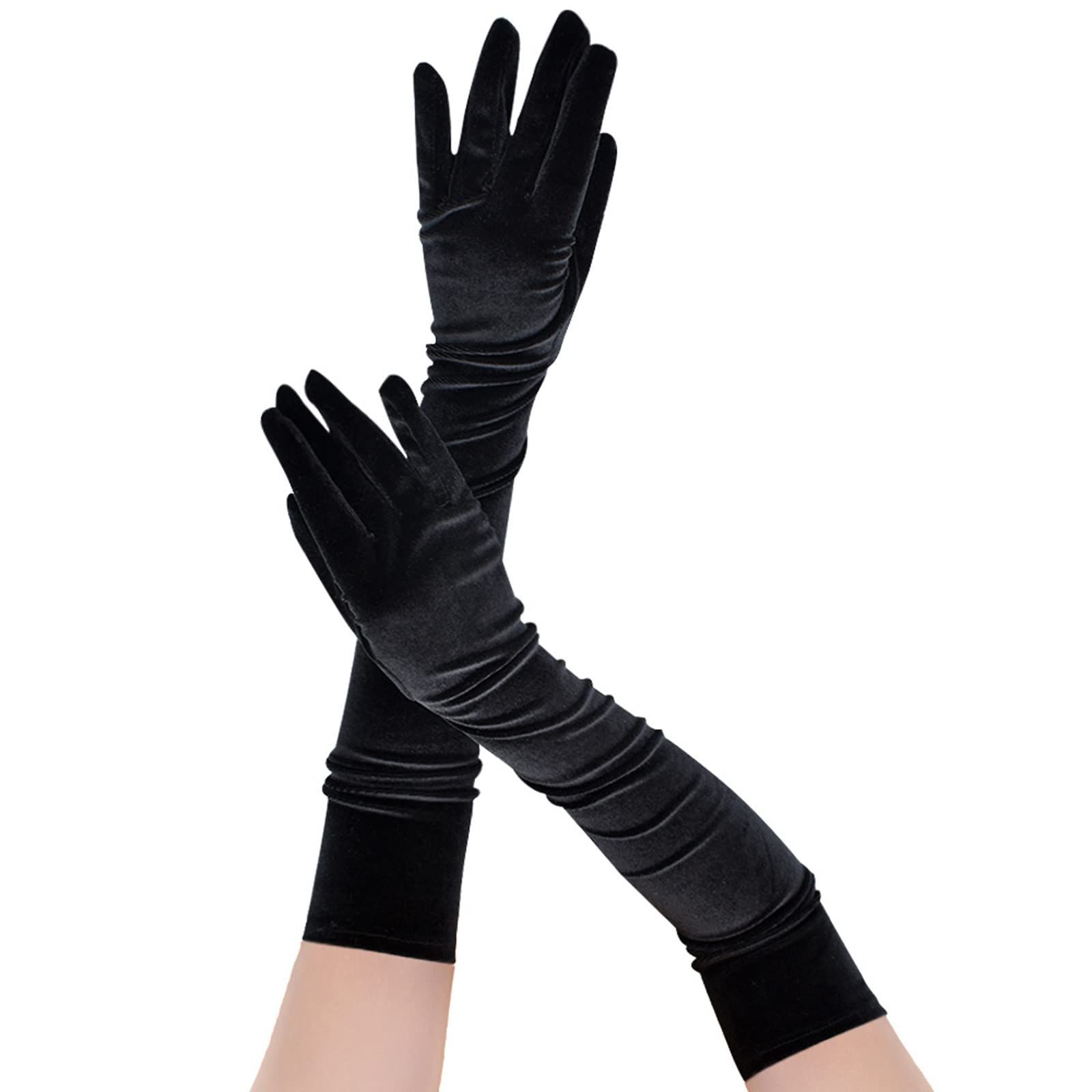 A pair of Women's Elegant Chic Satin Gloves, 21" Elbow Length Satin Long Gloves for Women Costume Accessories Flapper Evening Dress Gloves