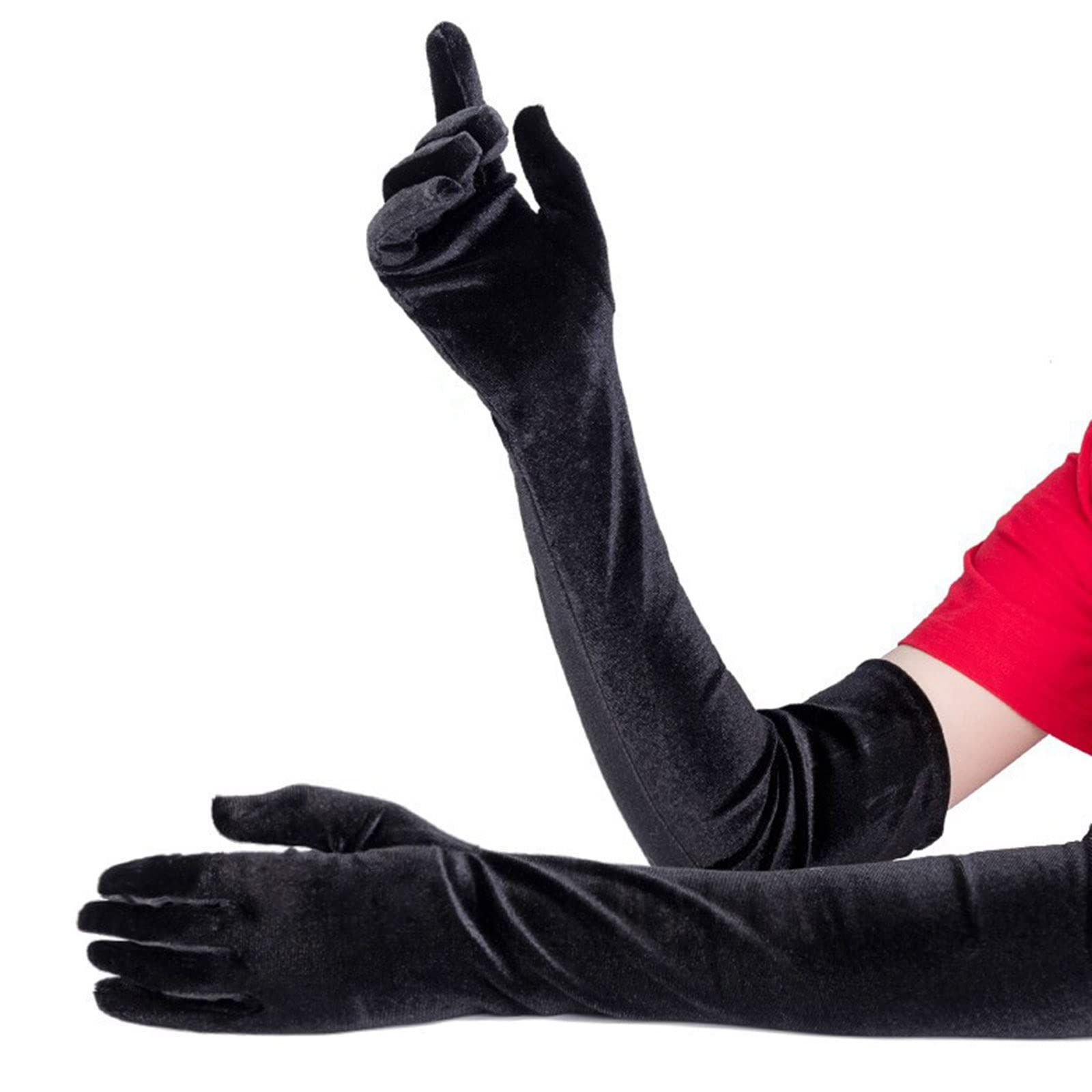 A pair of Women's Elegant Chic Satin Gloves, 21" Elbow Length Satin Long Gloves for Women Costume Accessories Flapper Evening Dress Gloves