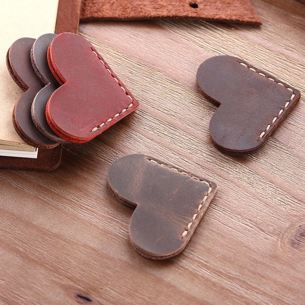 3 pack Personalized Leather Book Marks, Heart Bookmark, Unique Cute Handmade Bookmarks Accessories for Reading Women, Teacher, Student, Book Lovers Book Mark Gifts