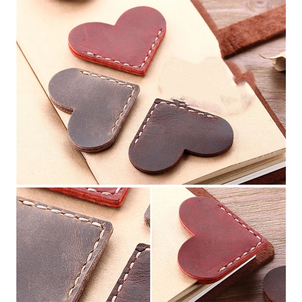 3 pack Personalized Leather Book Marks, Heart Bookmark, Unique Cute Handmade Bookmarks Accessories for Reading Women, Teacher, Student, Book Lovers Book Mark Gifts
