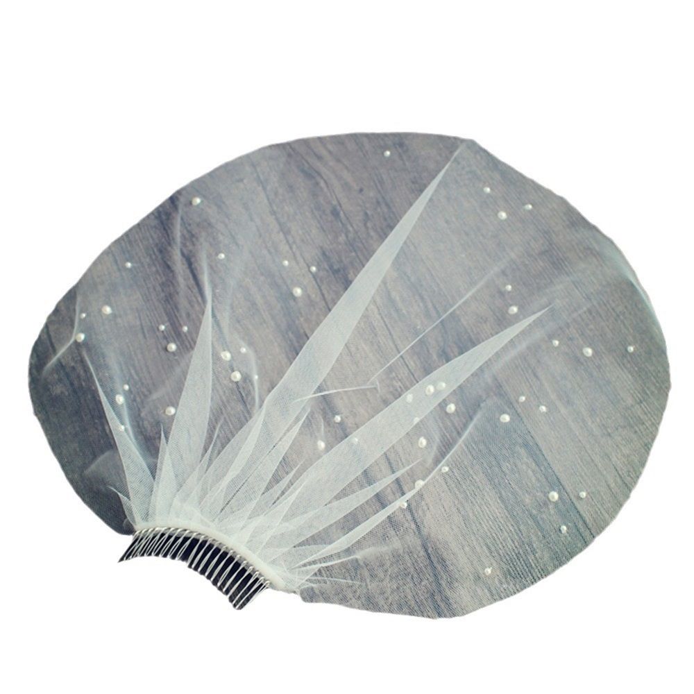 2 pack Bridal Veil with Comb Pearl Embroidered Flower Wedding Veil White Fascinator, with Pearls and Comb One Size Best for Bride