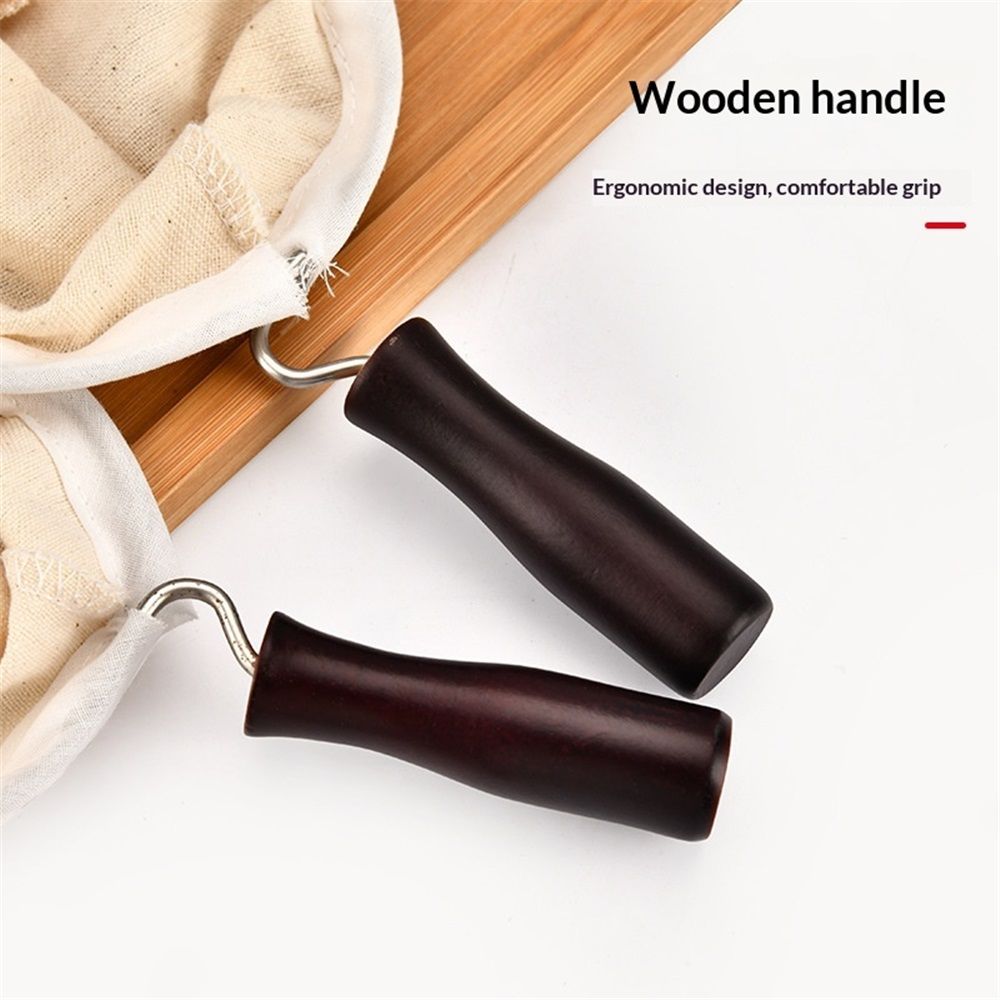 2 pack Coffee Filter Handmade Reusable Cafe Flannel Cloth Filter Bag Coffee Sock with Wooden Handle(small)