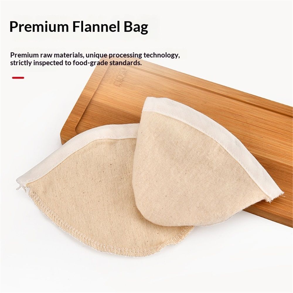2 pack Coffee Filter Handmade Reusable Cafe Flannel Cloth Filter Bag Coffee Sock with Wooden Handle(small)