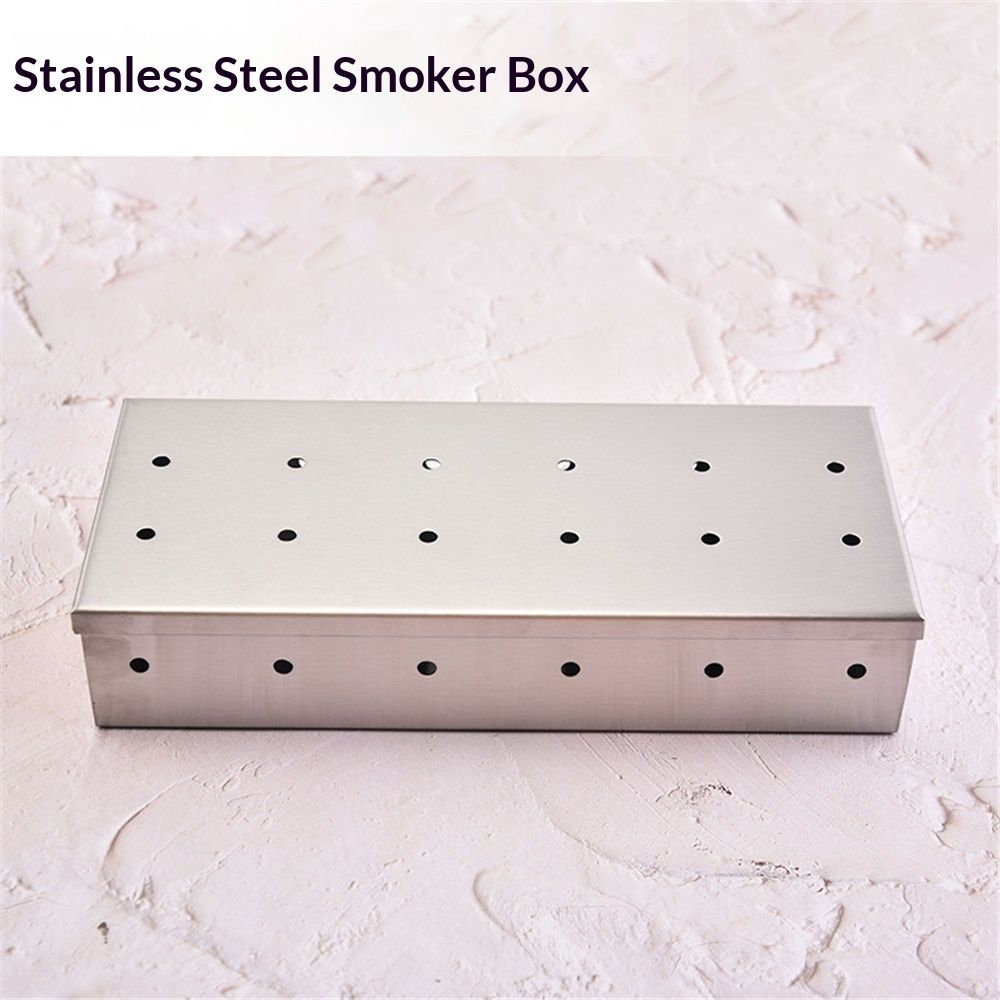 Grillaholics Smoker Box for Gas & Charcoal Grills – Large Stainless Steel Wood Chip Container for Smoking Meat – Grilling Accessories for BBQ Lovers – Grilling Gift for Men