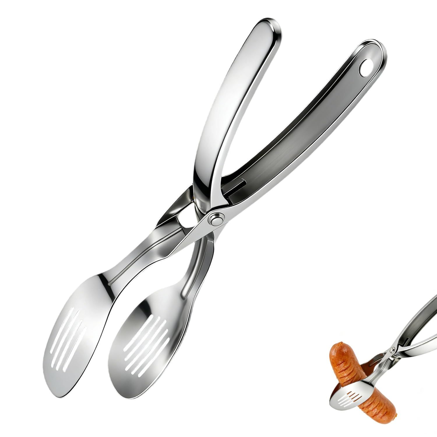 Kitchen stainless steel Tongs, Heat-Resistant Stainless Steel Cooking Tongs, Perfect for Food, Steak,Bread,Pizza,Salads and BBQ,Stable Clamping and Flipping Performance