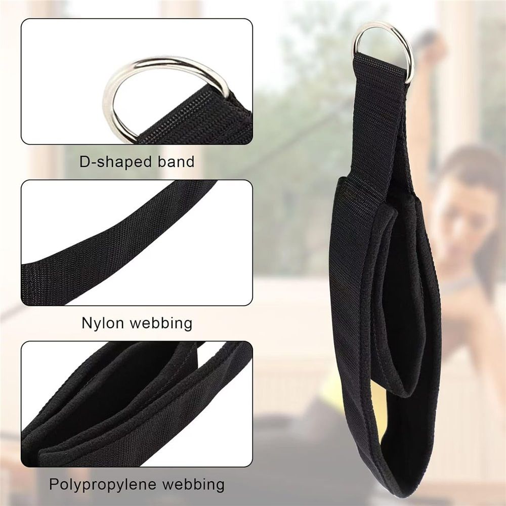 A pair Pilates Straps - Double Loop D-Ring Straps for Reformer, Padded, Home Gym Workout, Cable Accessories, Workout Equipment（black）