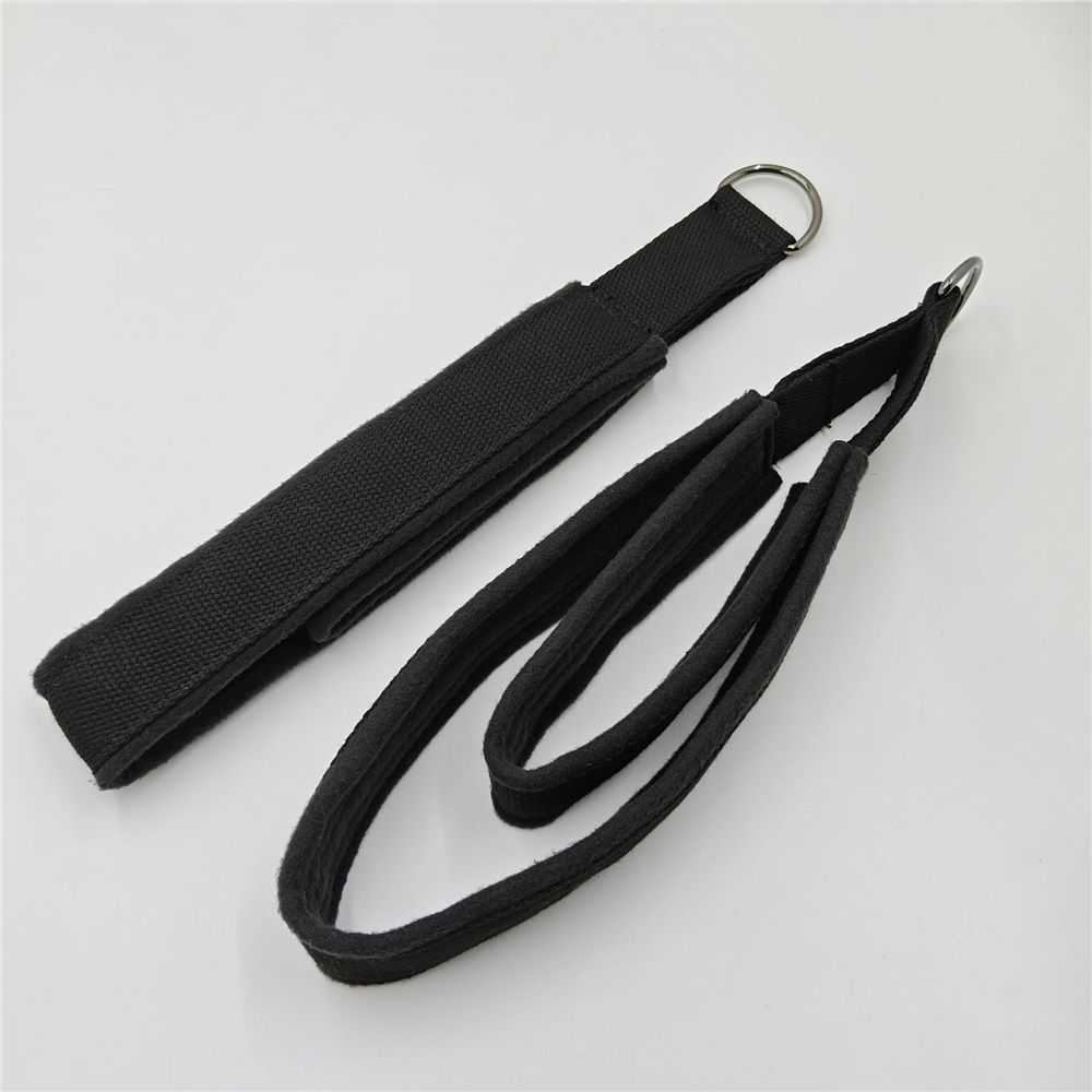 A pair Pilates Straps - Double Loop D-Ring Straps for Reformer, Padded, Home Gym Workout, Cable Accessories, Workout Equipment（black）