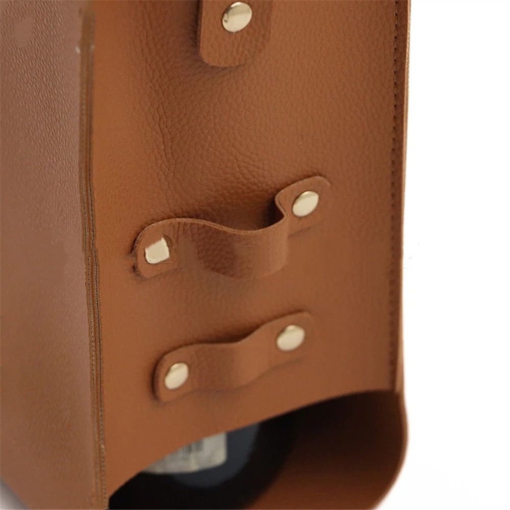 Wine Gift Bag Hide & Drink, Single Bottle Wine Riveted Carrier, Leather Tote Carrier - Brown（only bag）