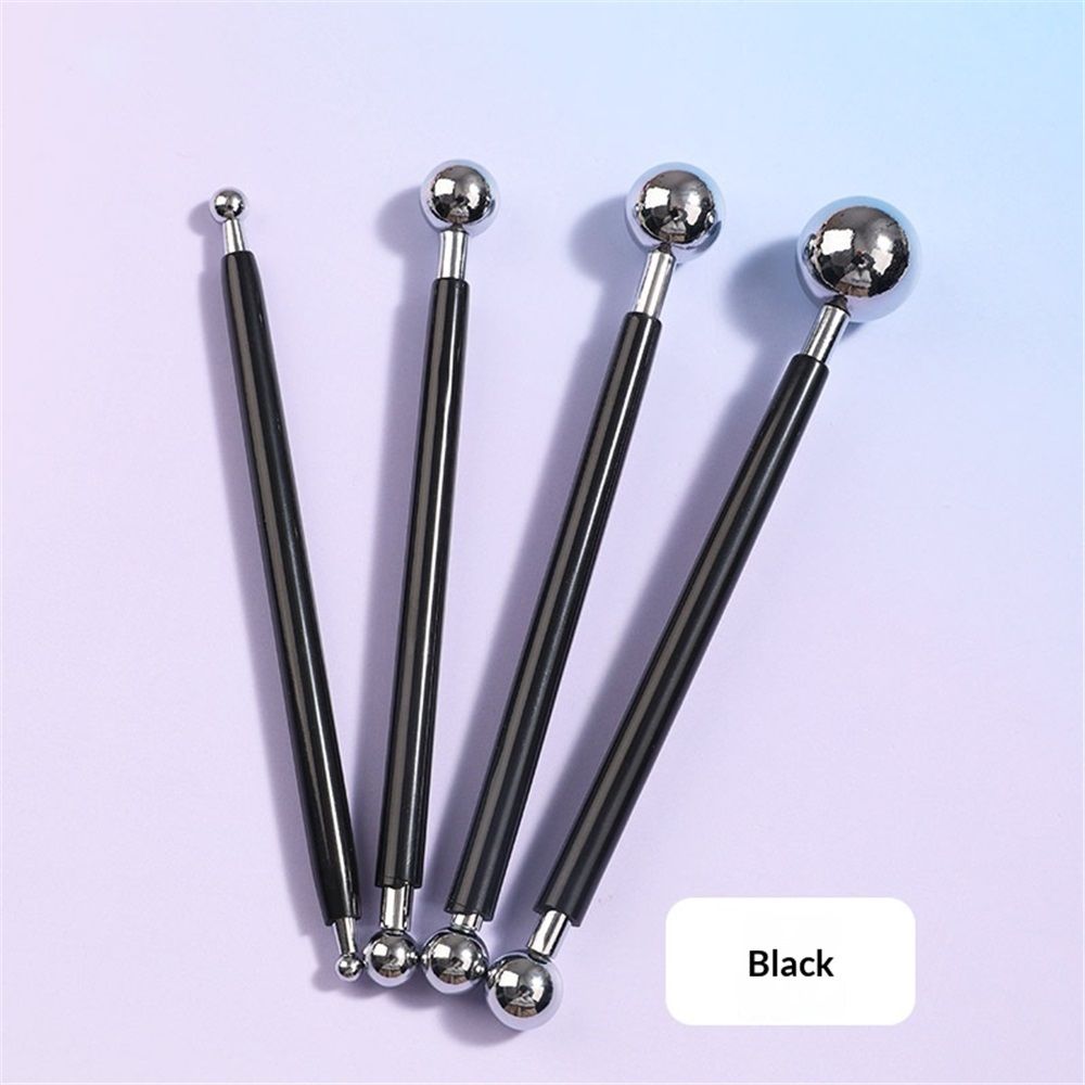 2 set DIY Cake tools, 4Pcs Ball Baking Fondant Cake Tools Stainless Steel Head Pen for Sugar Flower（black）