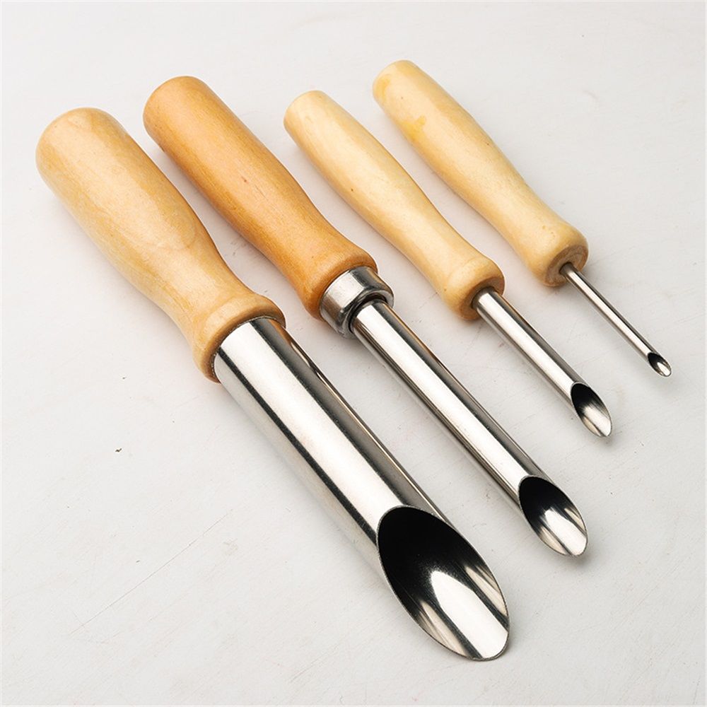 2 set Round Hole Cutter 4 PCS Stainless Steel and Wood Circle Shaping Hole Cutters for Pottery Clay Sculpture 4Sizes