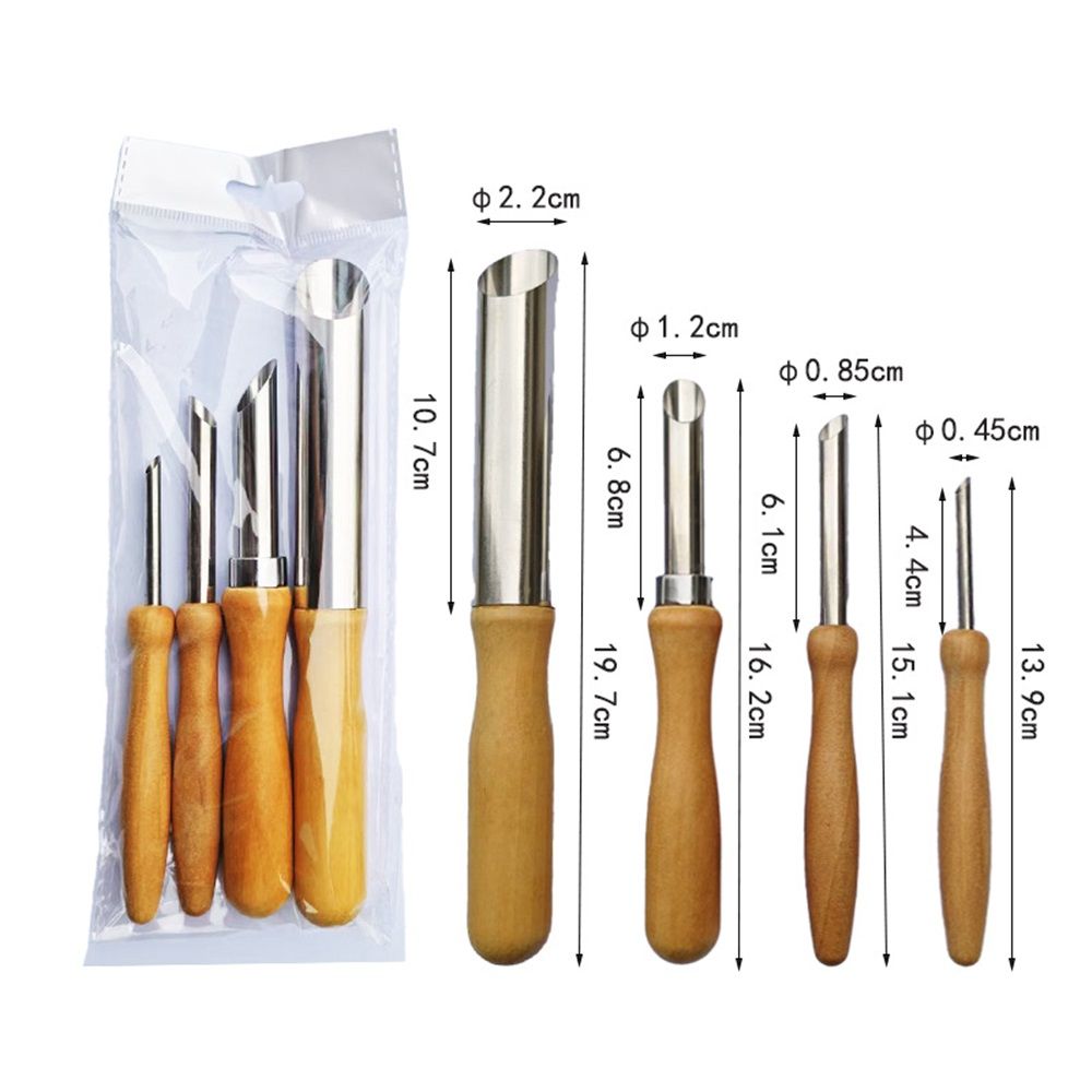 2 set Round Hole Cutter 4 PCS Stainless Steel and Wood Circle Shaping Hole Cutters for Pottery Clay Sculpture 4Sizes