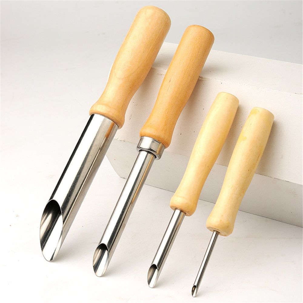 2 set Round Hole Cutter 4 PCS Stainless Steel and Wood Circle Shaping Hole Cutters for Pottery Clay Sculpture 4Sizes