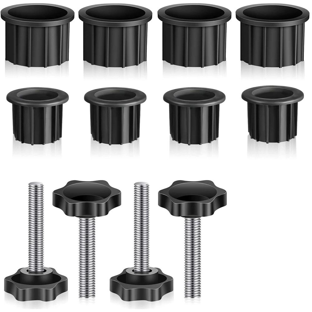 12 Pcs Umbrella Base Stand Replacement Parts,Patio Umbrella Base Replacement Parts Outdoor Umbrella Hole Ring Plug Cover with Thread Screw Replacement Hand Knob for Backyard Patio Table Decks,Black