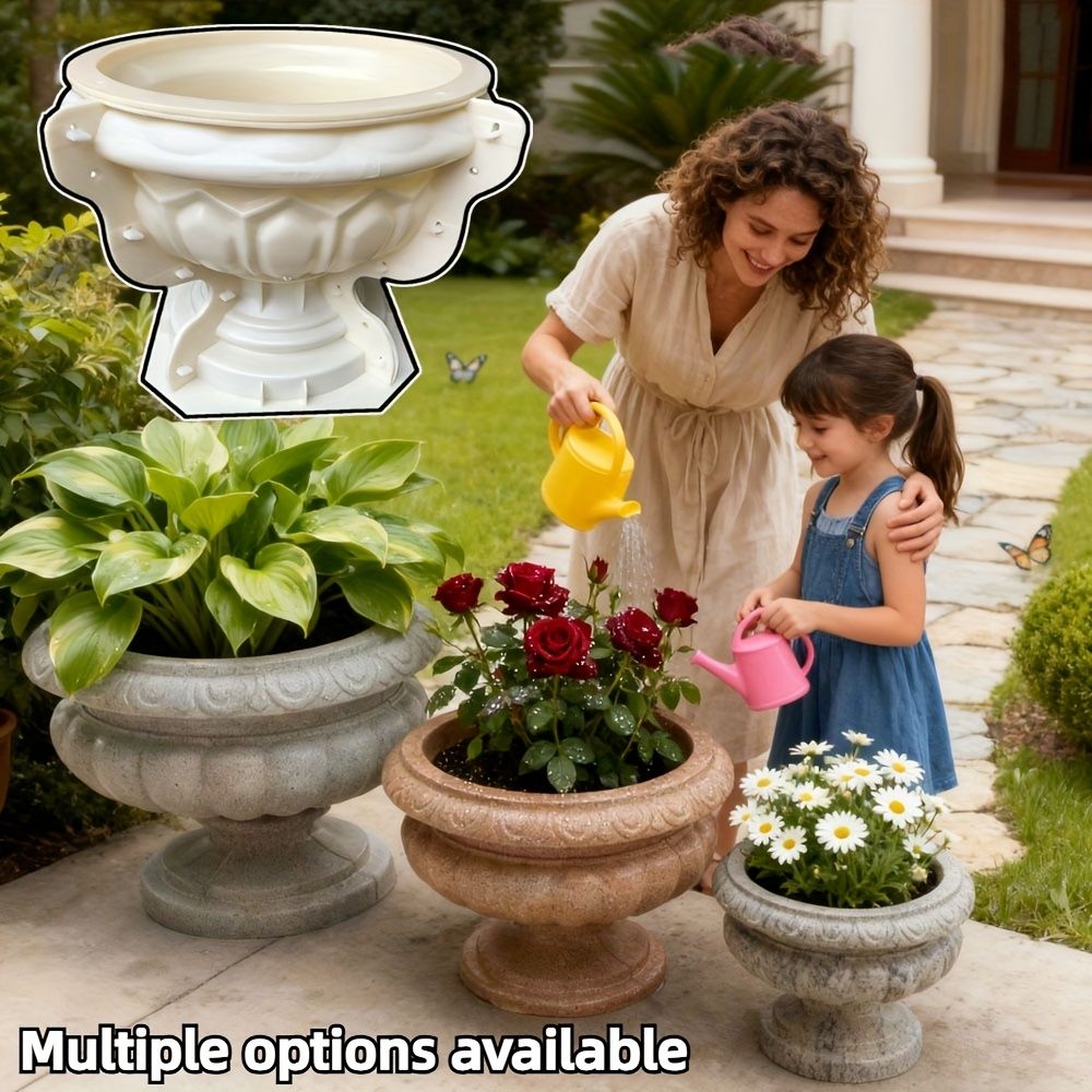 1pc Circular Large-Diameter Cement Flowerpot Mold, Bottom Grouted Thickened Plastic Concrete Mold for DIY Potted Plants 25 Round