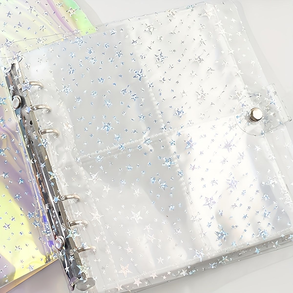 10-Page Laser Star Photo Album with 8 Pockets per Page - Thickened PET Material, Star Design, Perfect for Home Decor, Scrapbooking, and Organizing Photos laser star