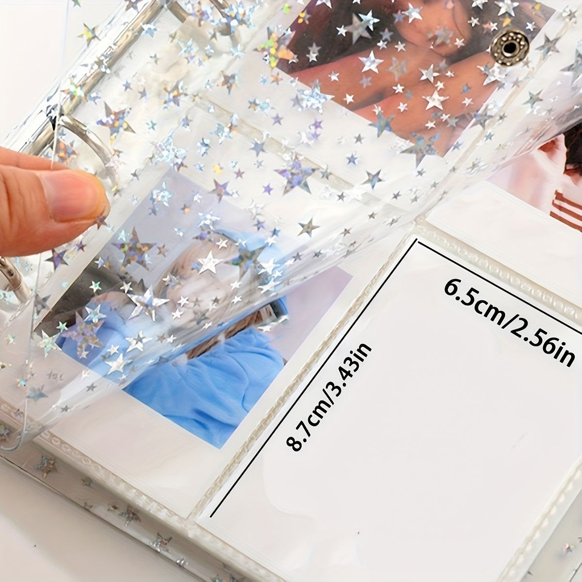 10-Page Laser Star Photo Album with 8 Pockets per Page - Thickened PET Material, Star Design, Perfect for Home Decor, Scrapbooking, and Organizing Photos laser star