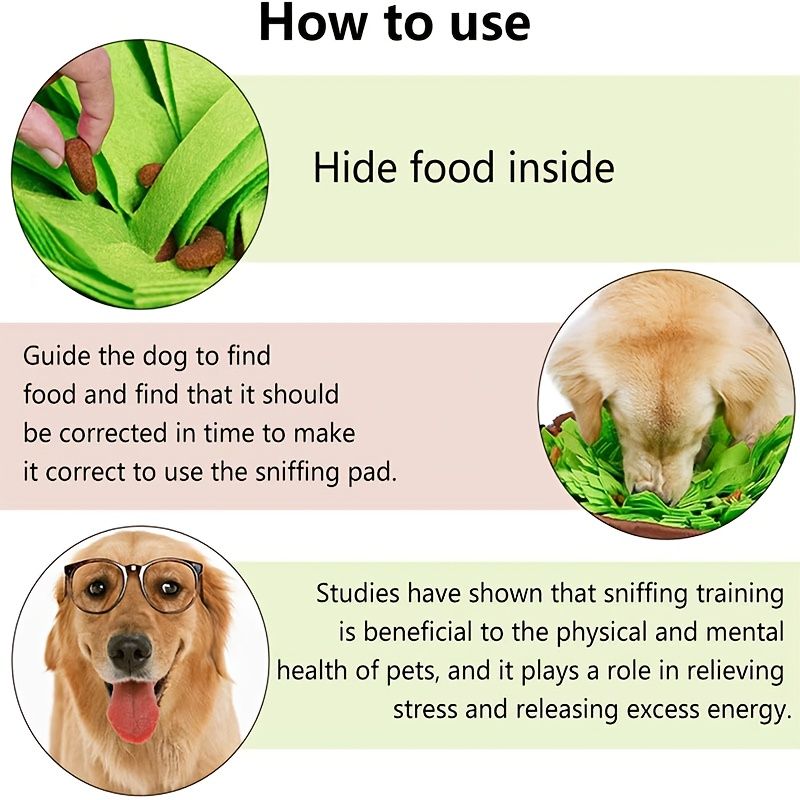 Pet Dog Sniffing Mat, Slow Feeder Toy for Cats And Dogs, Natural Foraging Mat, Anti-Gulping Training Tool, Indoor Outdoor Leakage Toy, Pet Enrichment Supplies, Dog Sniffing Pad Grass Color