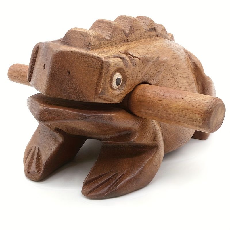 1pc Handmade African Wooden Frog Guitar, Traditional Carved Musical Instrument with Smooth Surface & Ergonomic Handle for Music Lovers Mix 1pc Wooden Fish Shaped Instrument
