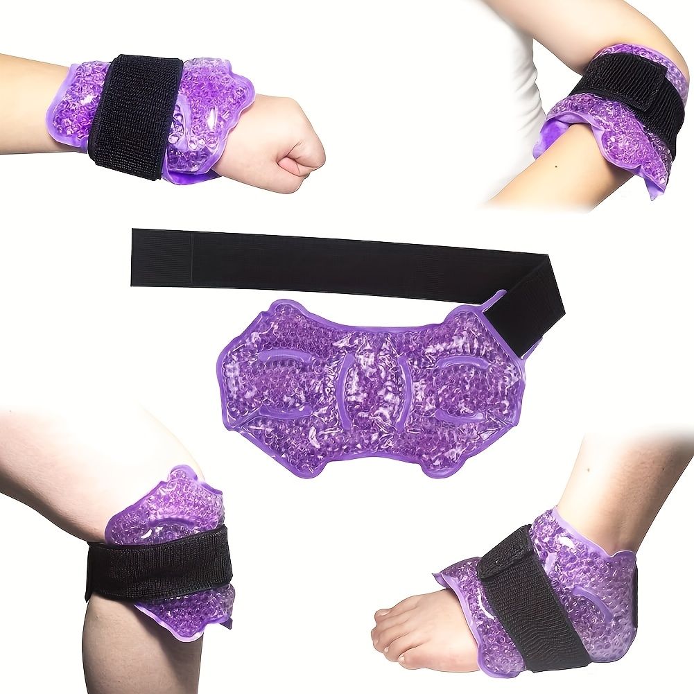 1pc Ankle/Sport Foot Ice Wrap, Hot Cold Ice Gel Pack with Adjustable Brace for Ankle, Knee, Arm, Bow, Leg, Microwaveable, Freezable and Reusable Pink