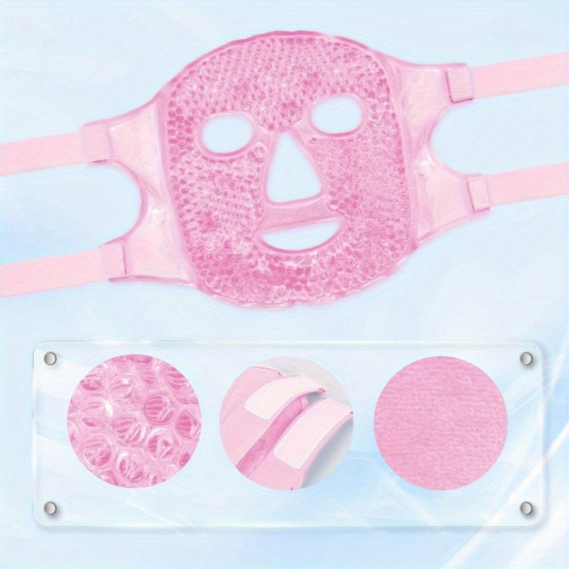 Hot and Cold Compress Mini House Kit- Cold Face Eye Masks for Dark Circles, Puffiness, Migraines, Stress, Redness, Skin Care for Women and Men pink