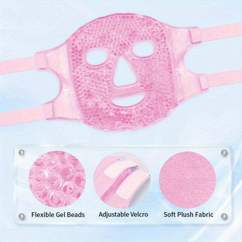 Hot and Cold Compress Mini House Kit- Cold Face Eye Masks for Dark Circles, Puffiness, Migraines, Stress, Redness, Skin Care for Women and Men pink