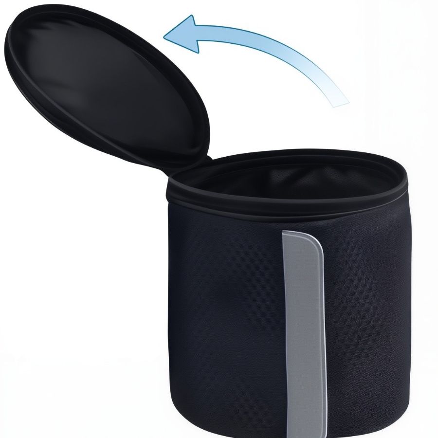 Portable Foldable Toilet Paper Holder with Adjustable Strap, Cat-Proof Dispenser for Camping, Home & Office, Durable Fabric Cover Black