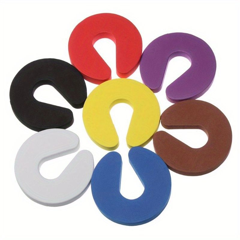 10pcs Safety Locks - EVA C-Shape Door Stoppers & Cabinet Secures, Soft Foam Finger Protectors, Assorted Colors 10pcs Black