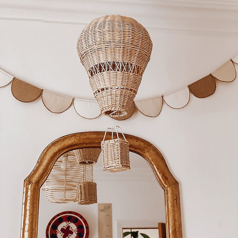 Rattan Hot Air Balloon Wall Decor Woven Wall Hanging Hot Air Balloon for Kids Room Art Photography Apartment Dorm Room Backdrop