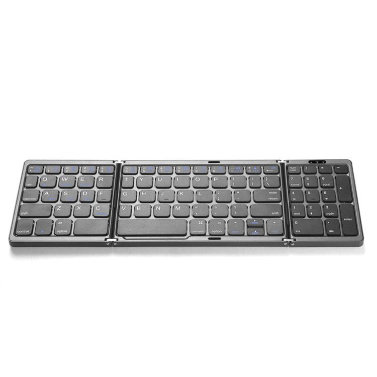 Foldable Bluetooth Keyboard, Folding Wireless Keyboard with Number Pad, Multi-Device and Rechargeable Keyboard Tablet (Grey)