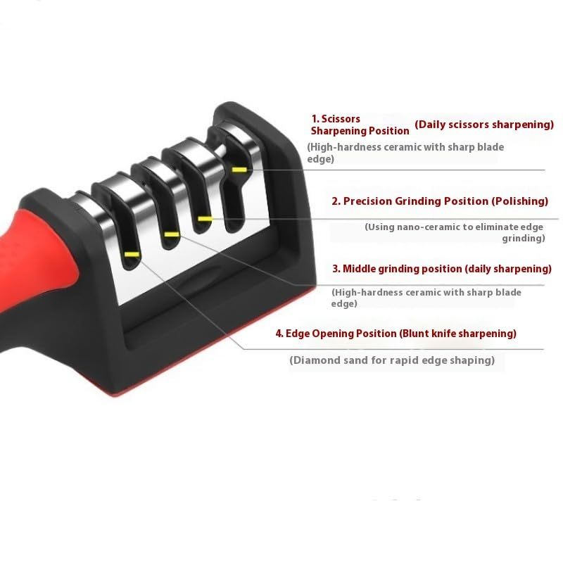 Three sections Handheld Diamond Knife Sharpener, Multifunctional Quick Sharpening Stone for Household Kitchen, Fast Blade Edge Restoration Tool