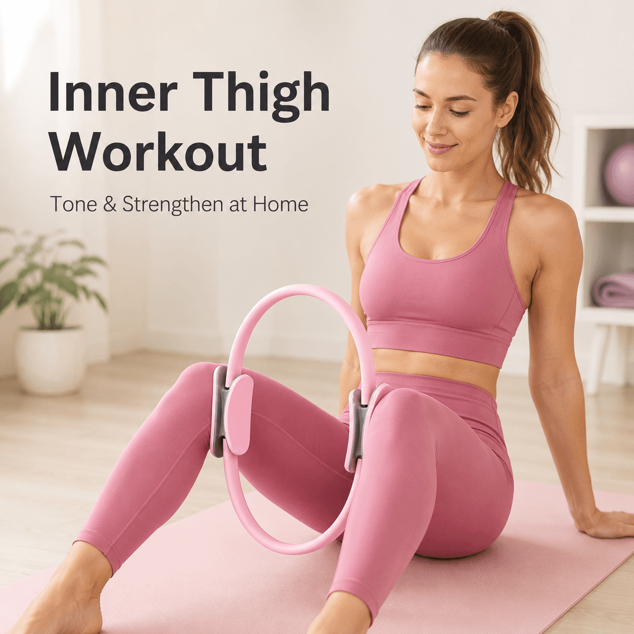 Pilates Ring Fitness Circle 14.96" Dual Padded Handles Resistance Exercise Ring for Arms Legs Core Toning Blue