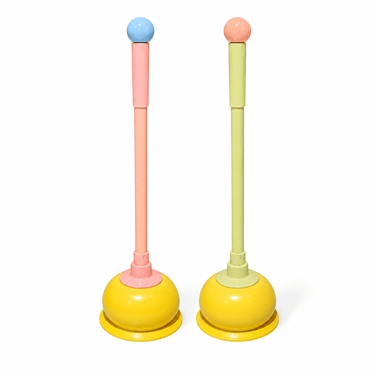 Toilet Plunger Long Handle Strong Suction Cup Non-Scratch Drain Plunger Pink