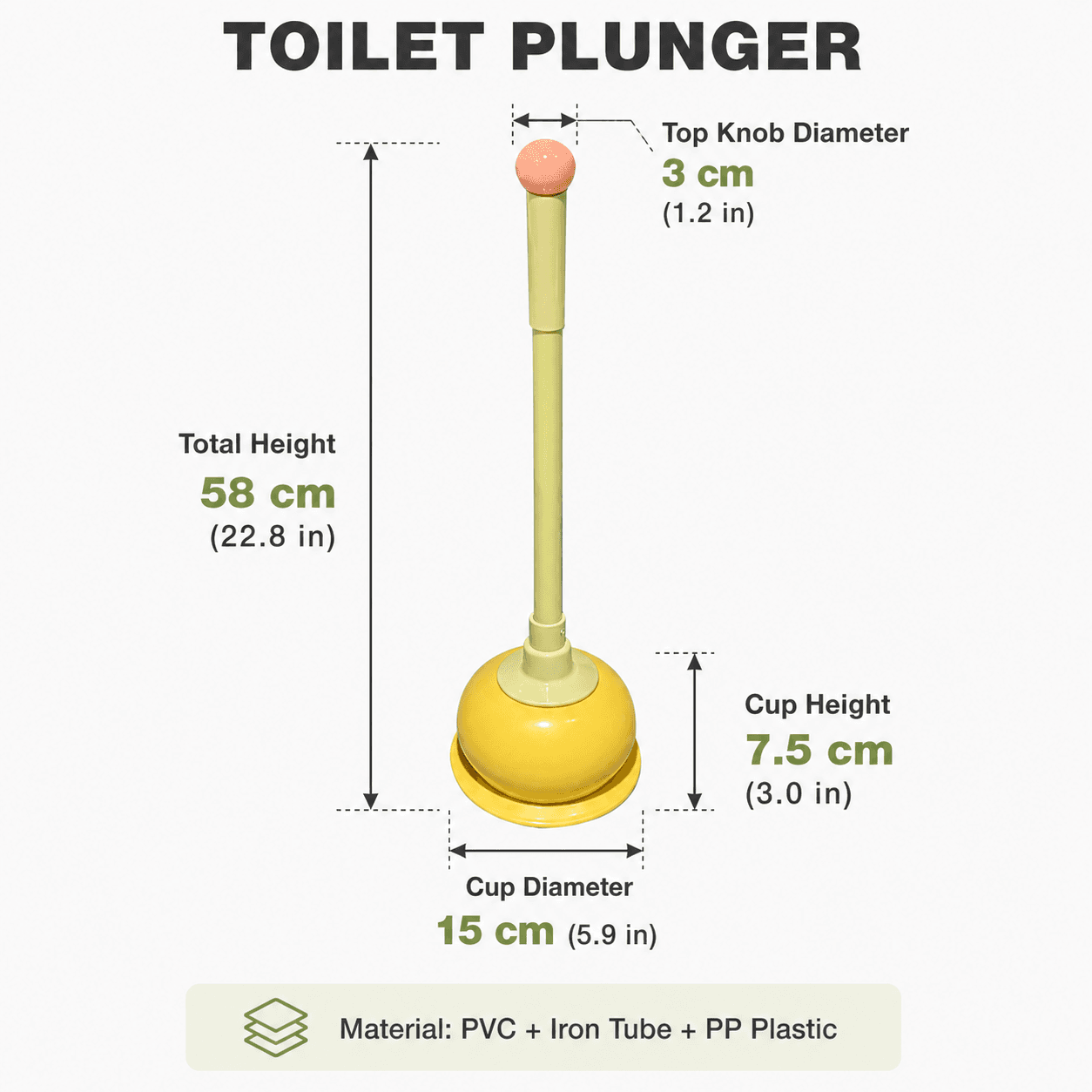 Toilet Plunger Long Handle Strong Suction Cup Non-Scratch Drain Plunger Pink
