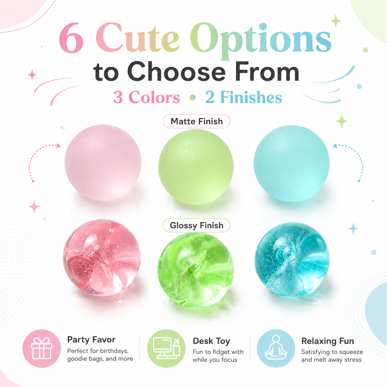 Frosted Blue Coconut Oil Stress Ball, Slow Rising Non-Sticky Squishy Squeeze Ball, Soft Sensory Fidget Toy for Stress Relief, Relaxation and Focus