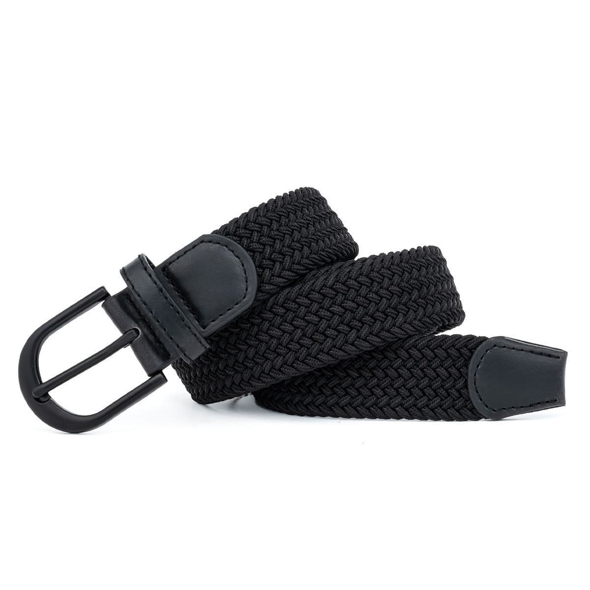 Men's Woven Belt No-Hole Adjustable Polyester Brown