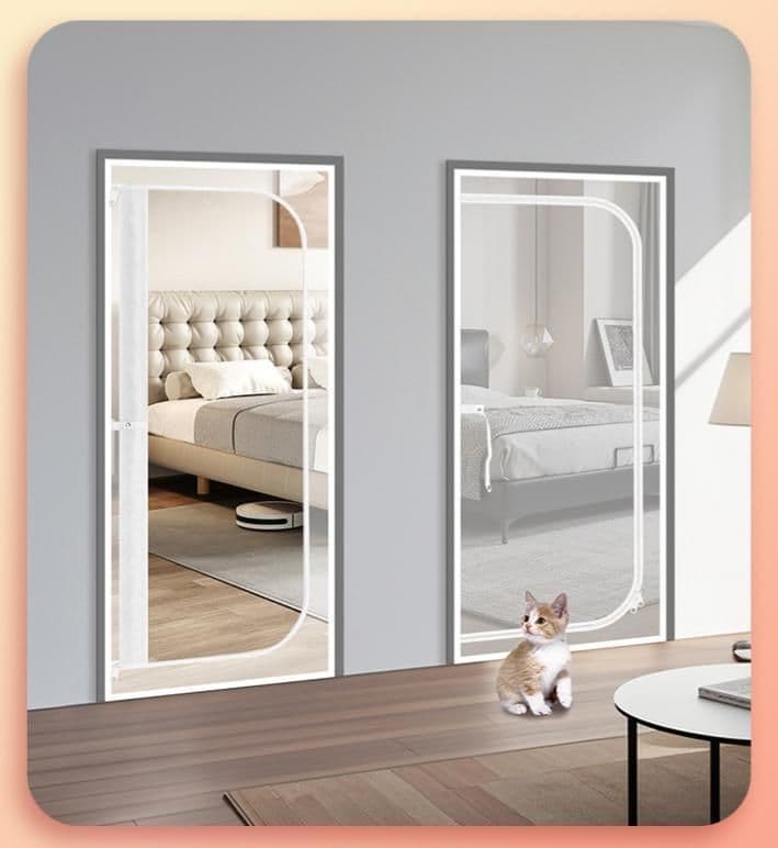 Pet Zipper Screen Door U-shaped Design 85 x 210cm Black