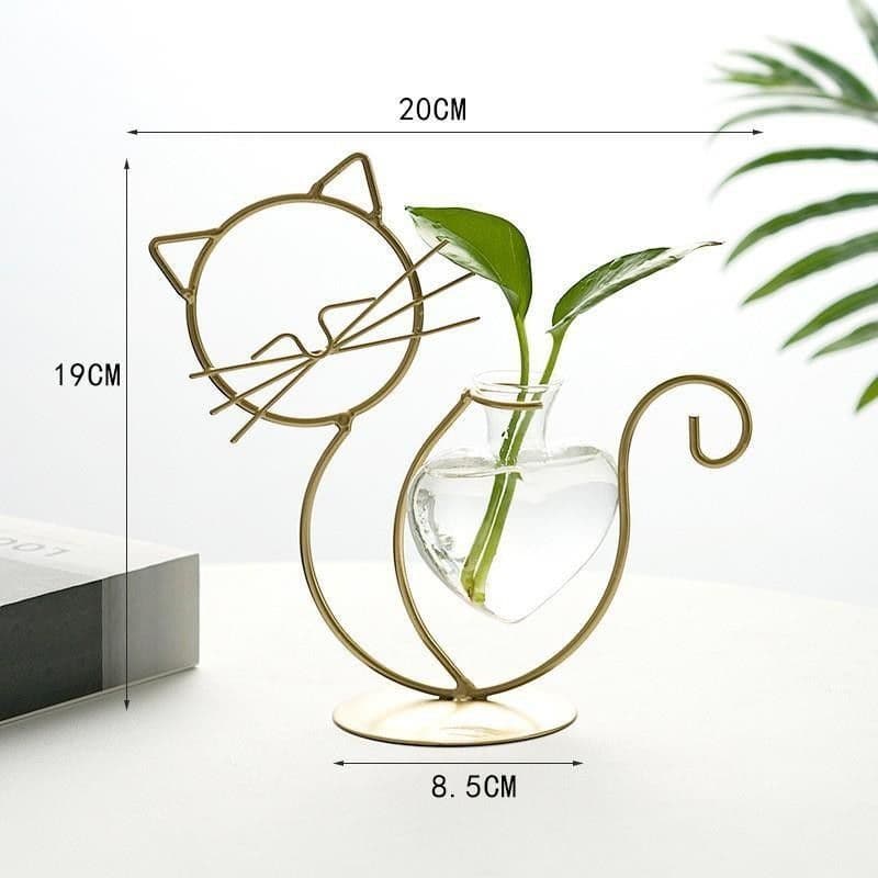 Cat Bowl Double Twin Iron Flower Vase Hydroponic Decor 2 Pack