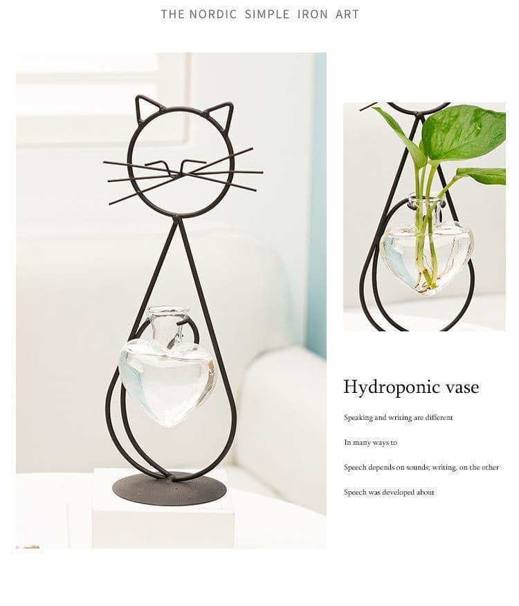 Cat Bowls & Dishes Minimalist Iron Flower Vase Hydroponic Decor 2 Pack