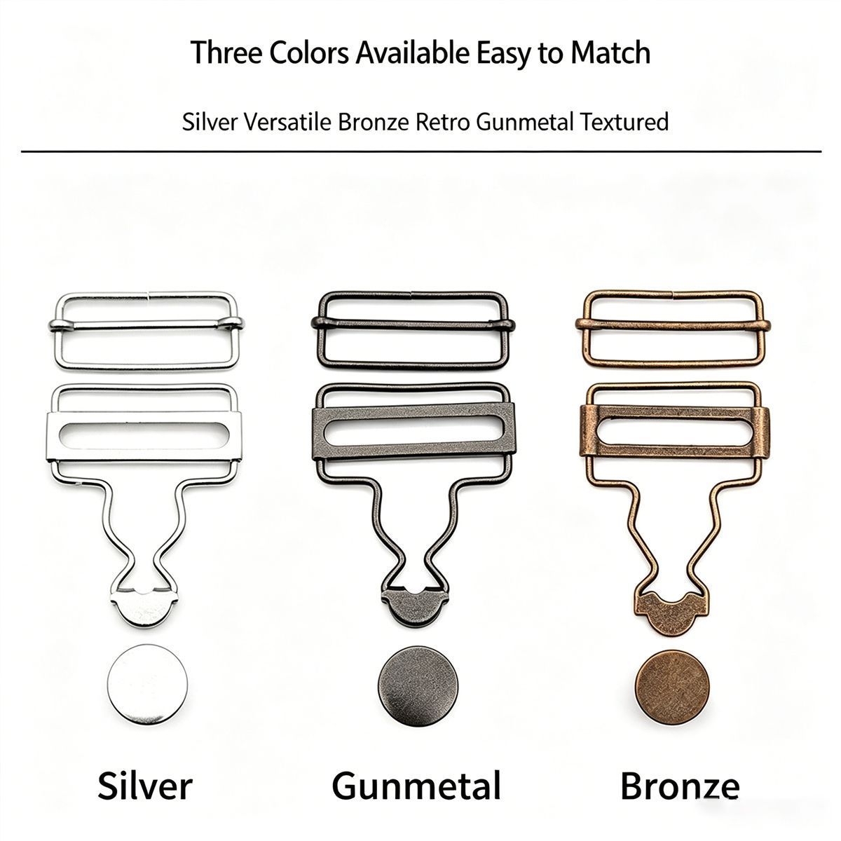 6 Sets Metal Strap Adjuster Overalls Buckles Silver