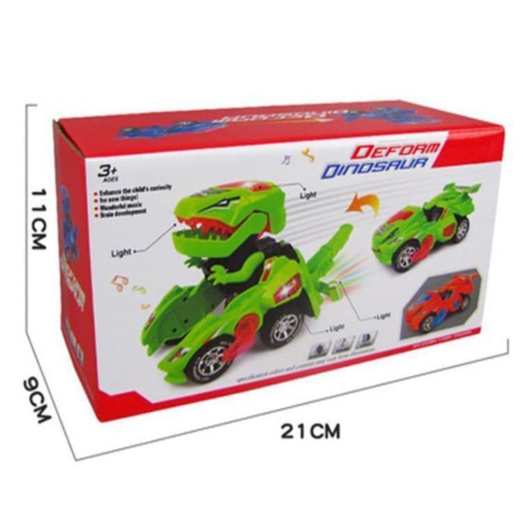 Dinosaur Race Car Toy Electric Transforming with Lights Music Auto Obstacle Avoidance Blue 21 x 11 x 9.1cm