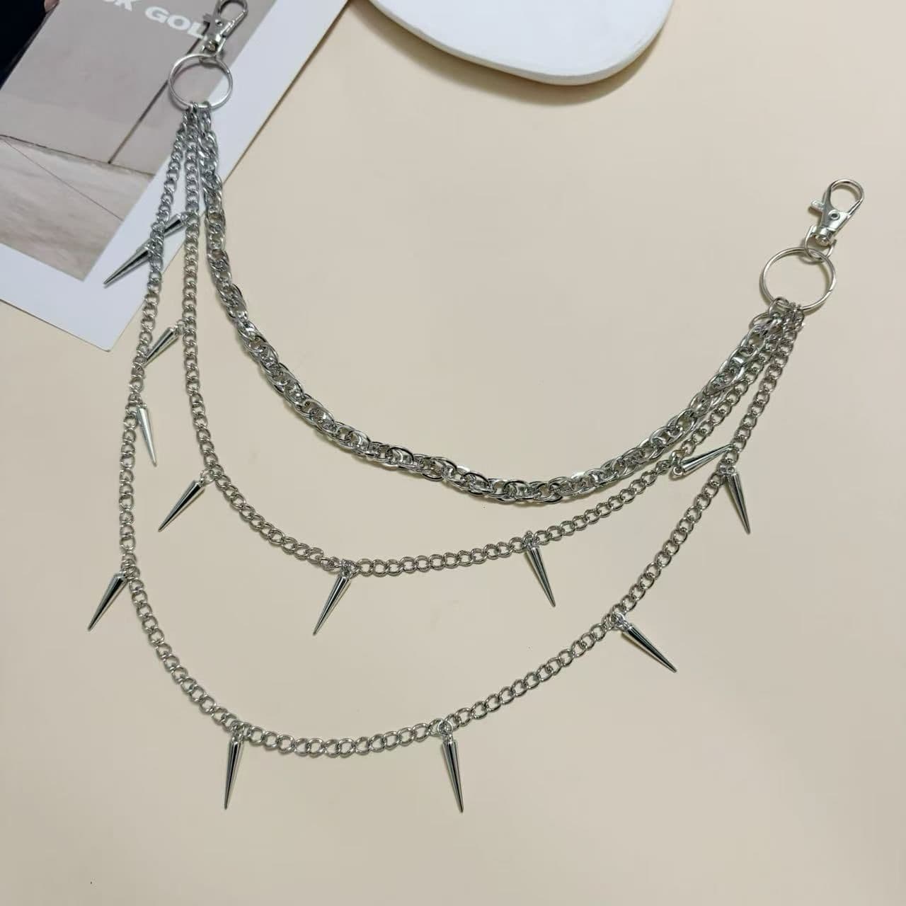 Pants Chain Waist Belt Chain Unisex Multi Layer Design Silver Tone 25 Styles